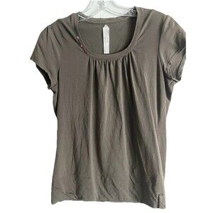 Lole Cotton Knit Cap Sleeve Army Green Women’s Top Large